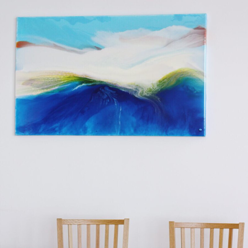 Christy Kill abstract paintings in interiors. 