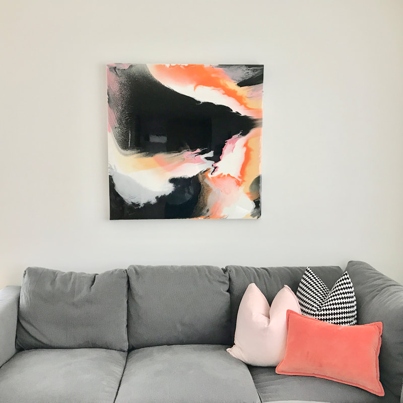 Christy Kill abstract paintings in interiors. 